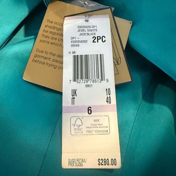 NWT Kasper Skirt Suit Women's Size 6 Teal & Black 2-Piece Set Blazer & Skirt - Picture 8 of 13